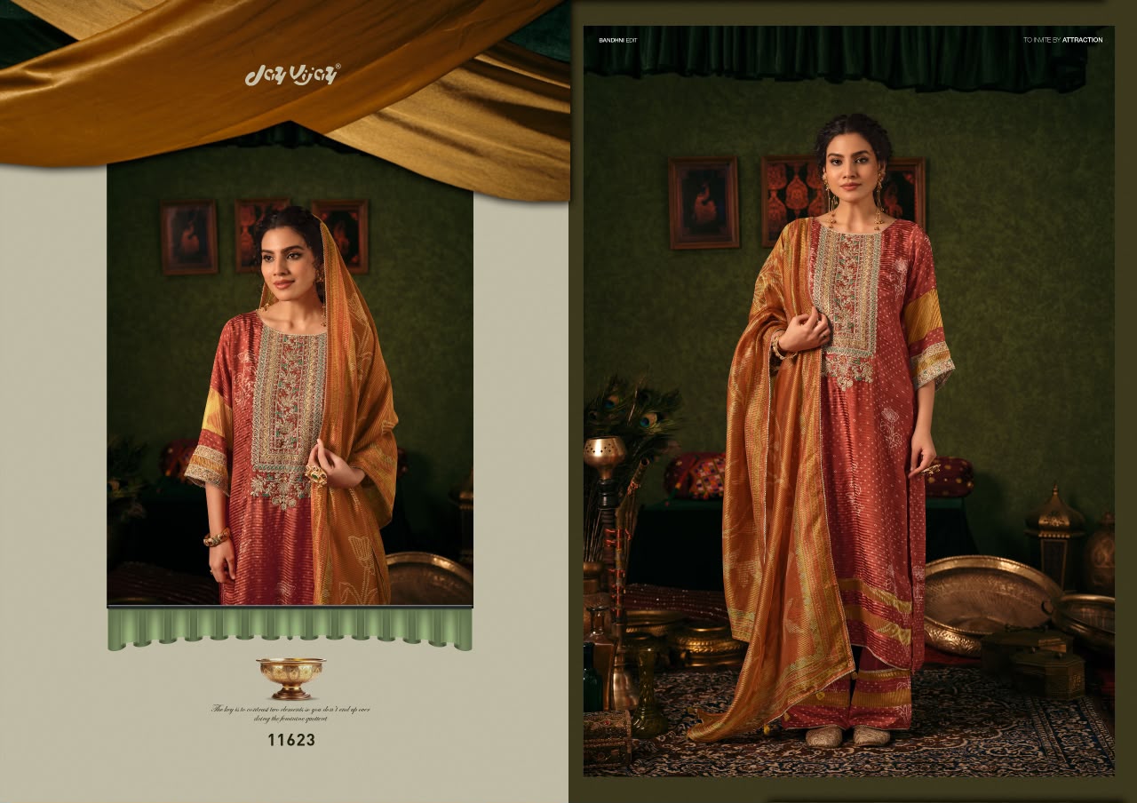 Jhanak Jay Vijay Bemberg Muslin Plazzo Style Suits Exporter Gujarat