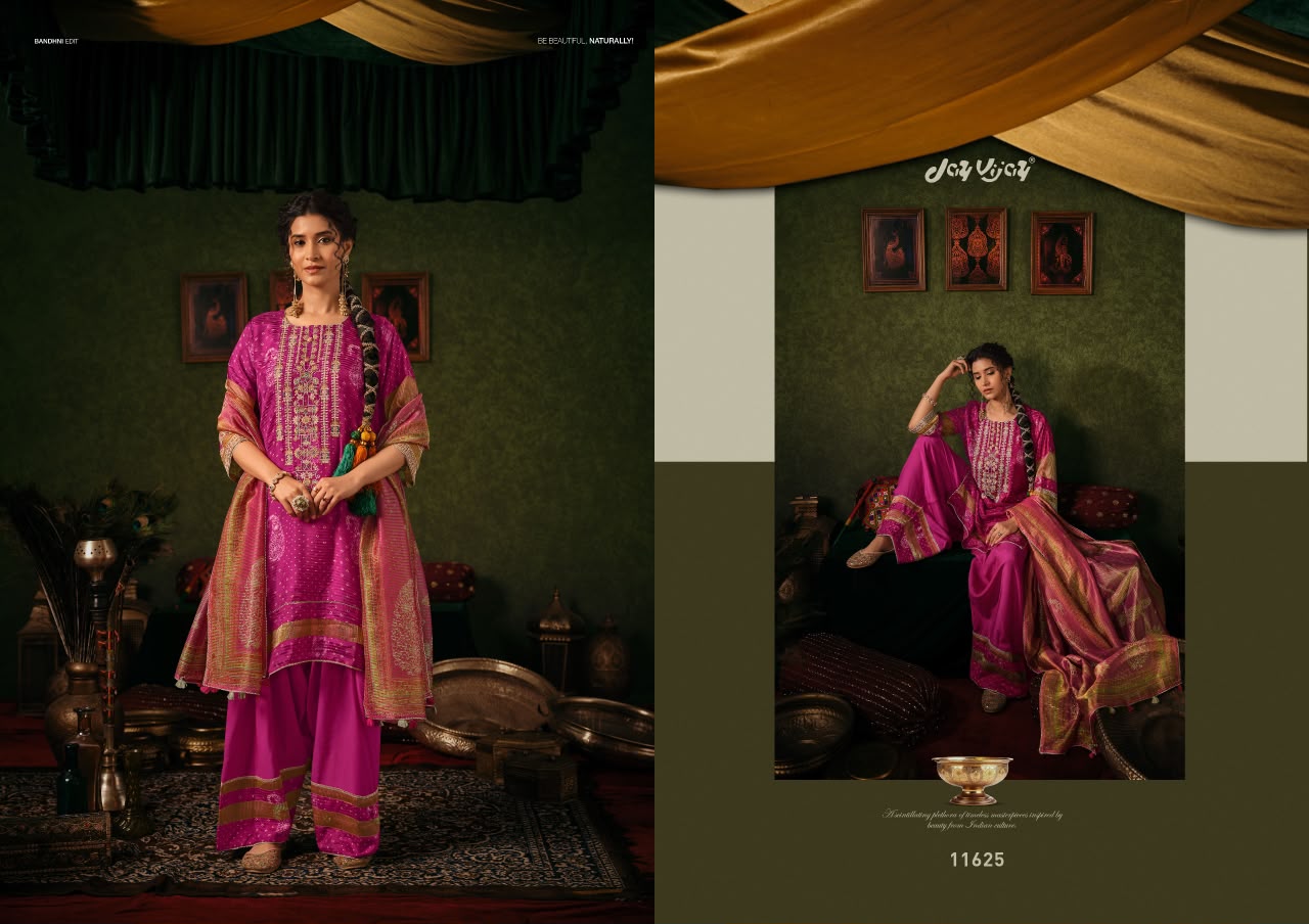 Jhanak Jay Vijay Bemberg Muslin Plazzo Style Suits Exporter Gujarat