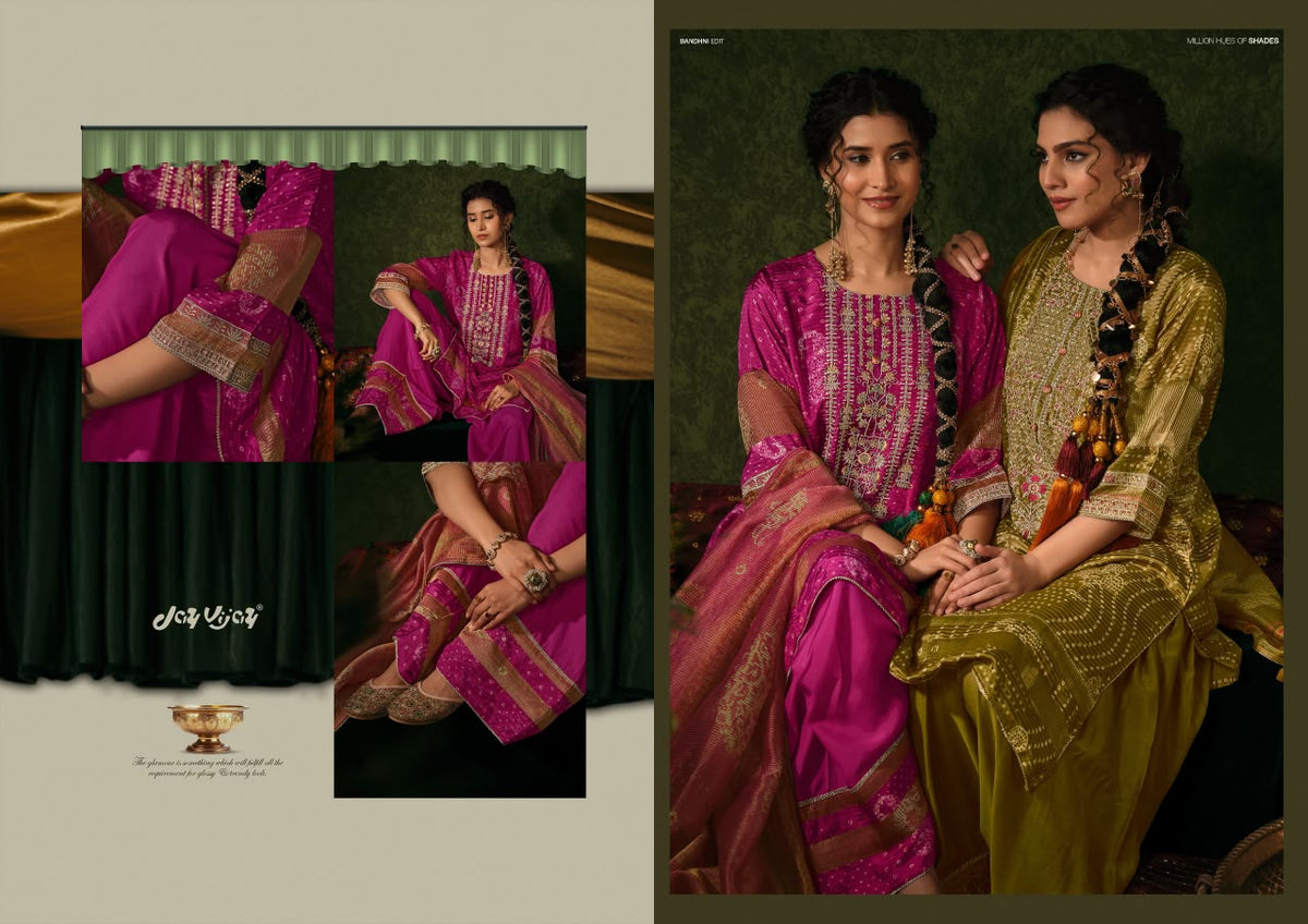 Jhanak Jay Vijay Bemberg Muslin Plazzo Style Suits Exporter Gujarat