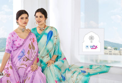 Jhanki Vipul Dull Moss Sarees Exporter Ahmedabad