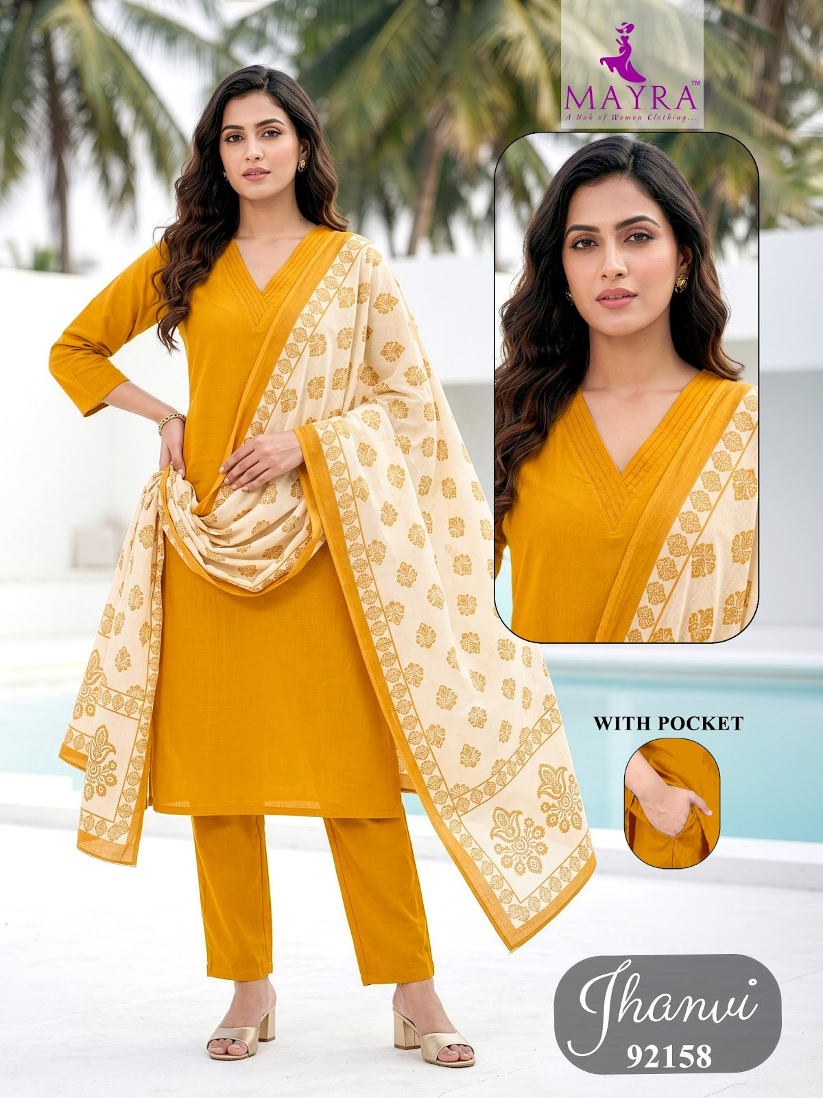 Jhanvi Mayra Dhabu Cotton Readymade Pant Style Suits Supplier