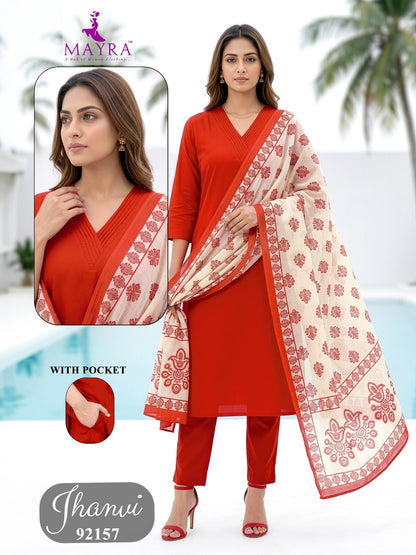 Jhanvi Mayra Dhabu Cotton Readymade Pant Style Suits Supplier