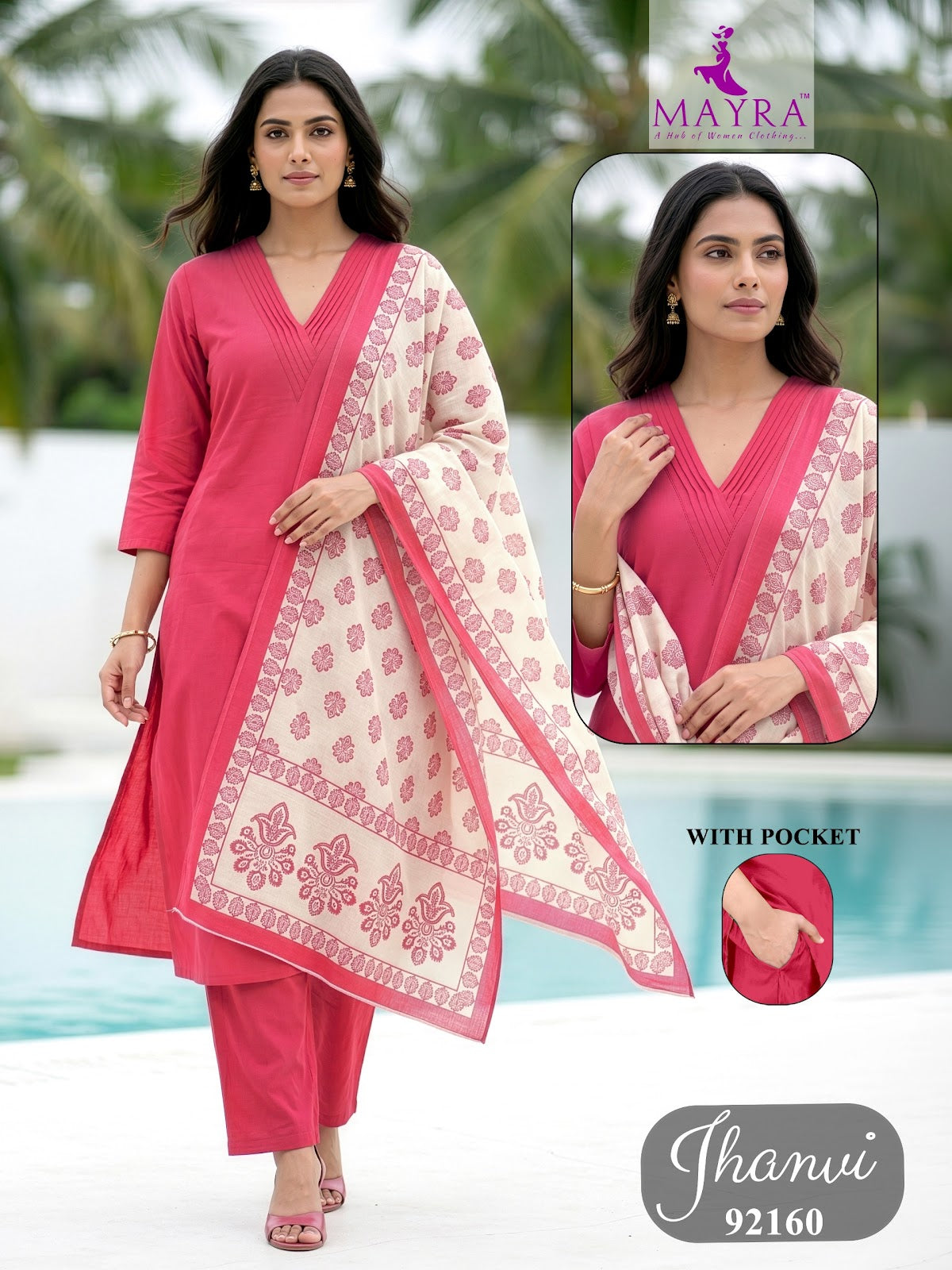 Jhanvi Mayra Dhabu Cotton Readymade Pant Style Suits Supplier