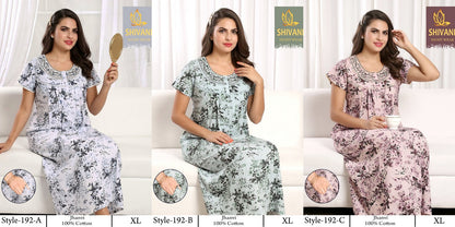 Jhanvi Shivani Cambric Cotton Night Gowns Exporter India
