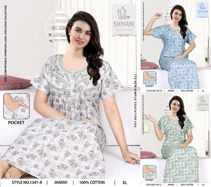 Jhanvi Shivani Cambric Cotton Night Gowns Exporter India