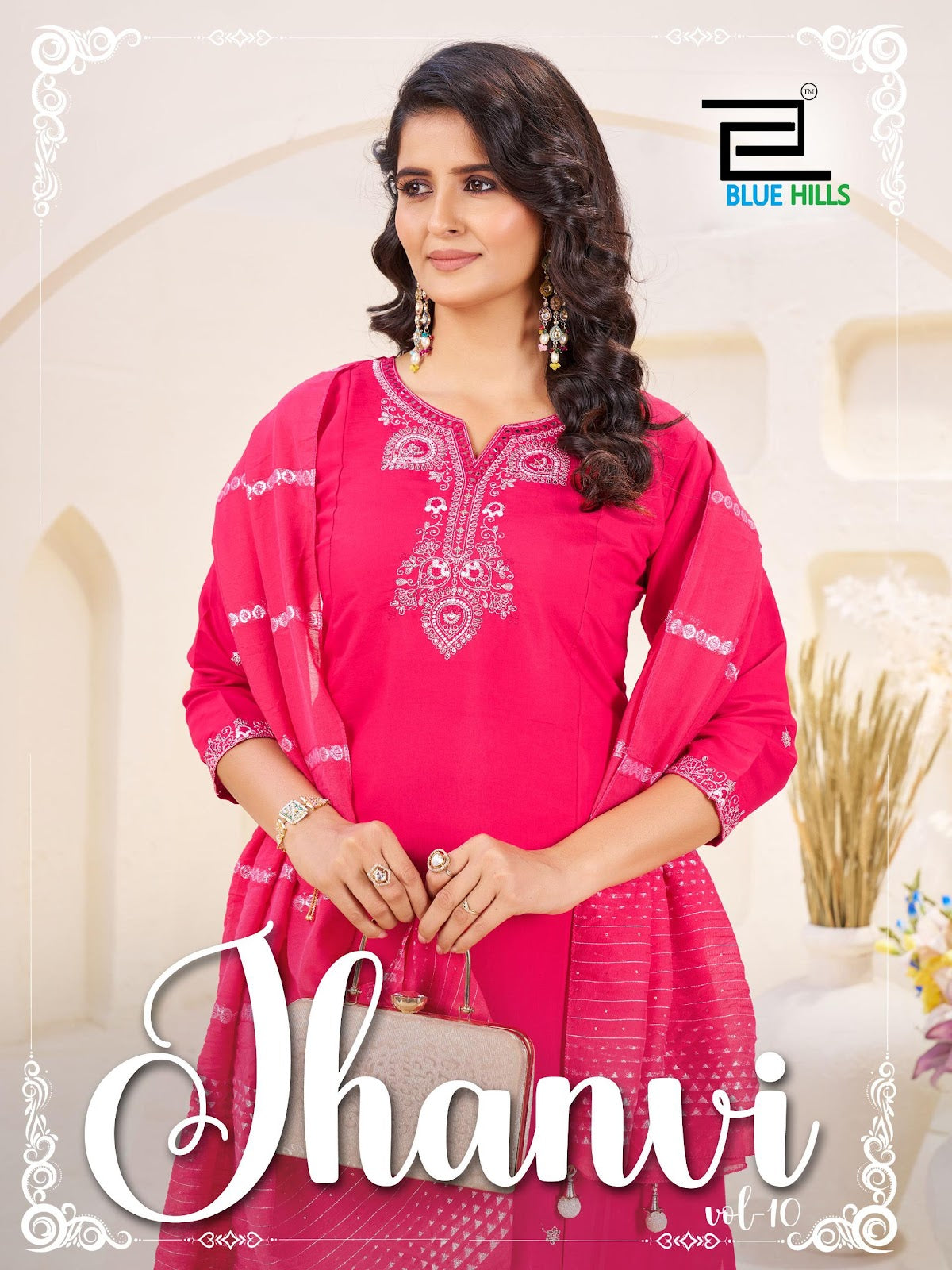 Jhanvi Vol 10 Blue Hills Roman Silk Readymade Anarkali Suits Wholesaler