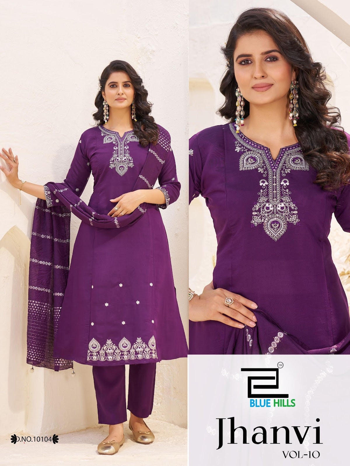 Jhanvi Vol 10 Blue Hills Roman Silk Readymade Anarkali Suits Wholesaler