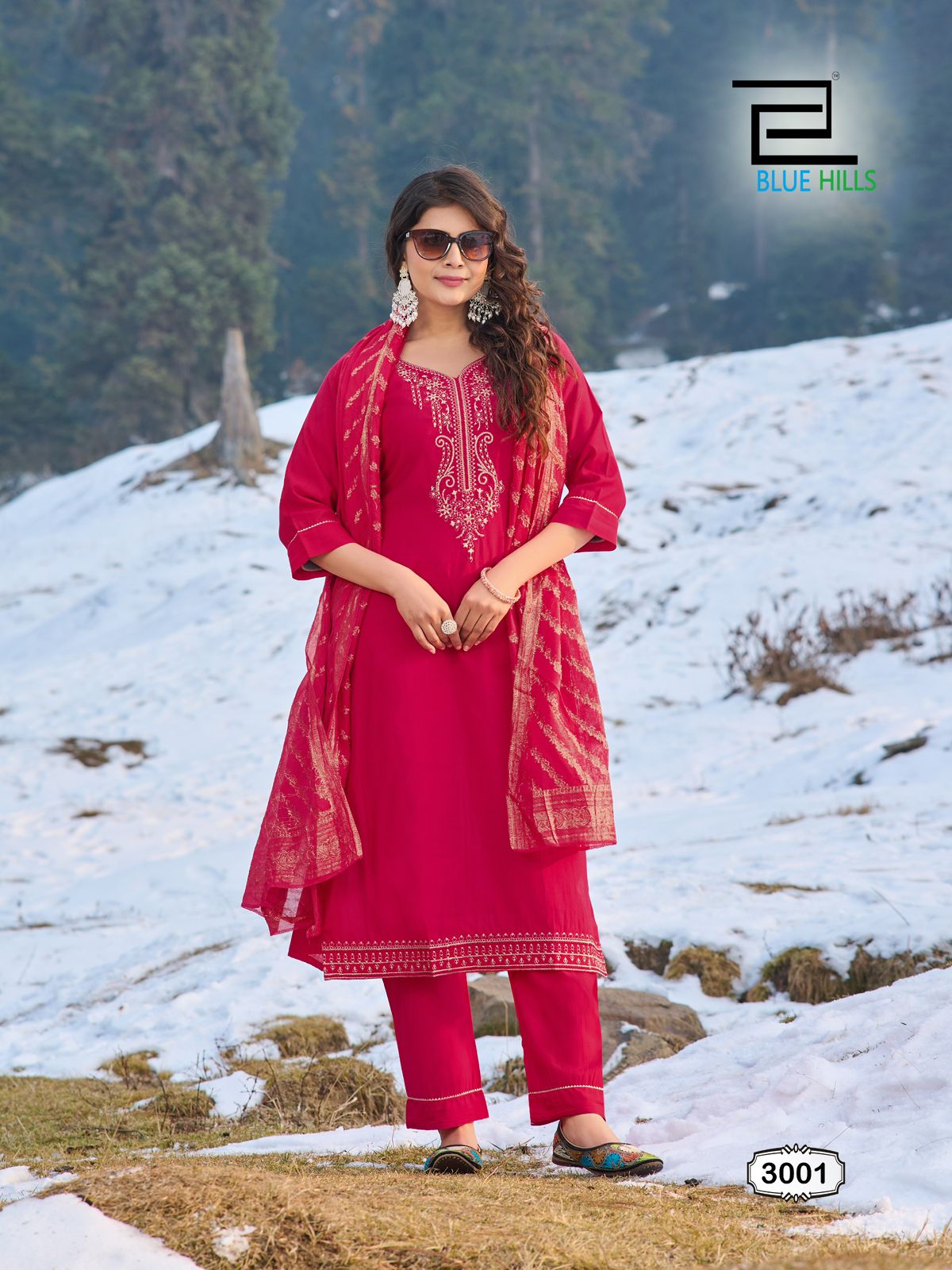 Jhanvi Vol 3 Blue Hills Roman Silk Readymade Pant Style Suits Wholesaler
