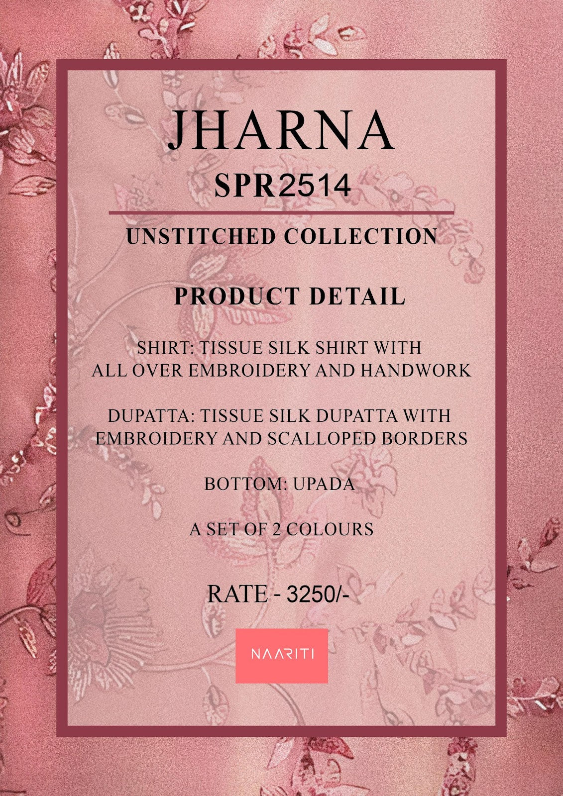 Jharna Naariti Tissue Silk Pant Style Suits Manufacturer India