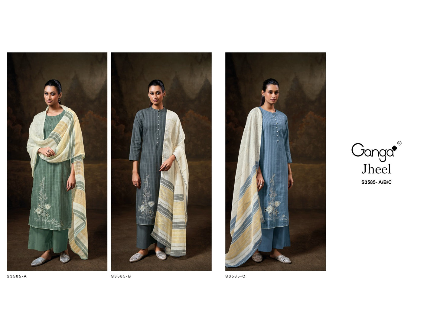 Jheel 3585 Ganga Cotton Plazzo Style Suits Wholesaler Ahmedabad