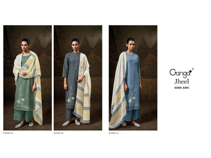 Jheel 3585 Ganga Cotton Plazzo Style Suits Wholesaler Ahmedabad