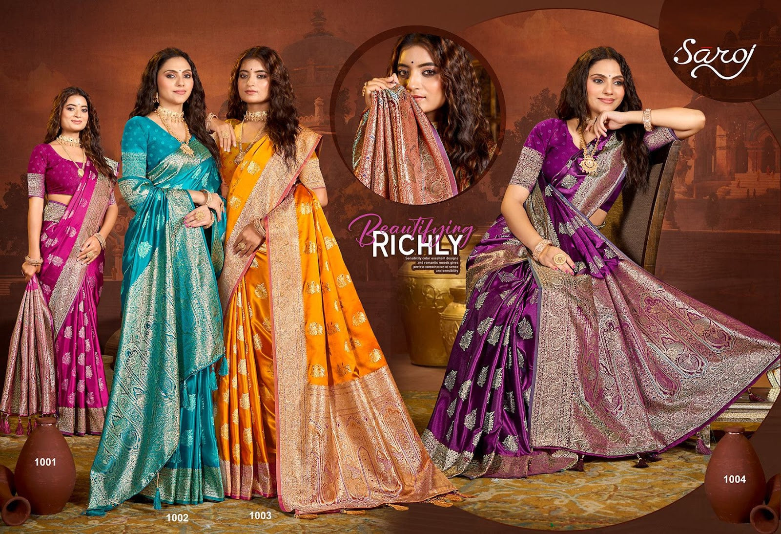 Jhil Mil Satin Saroski Vol 1 Saroj Silk Sarees Wholesaler