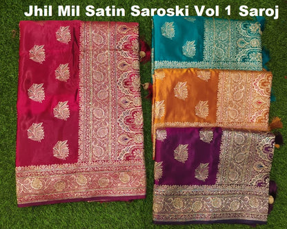 Jhil Mil Satin Saroski Vol 1 Saroj Silk Sarees Wholesaler