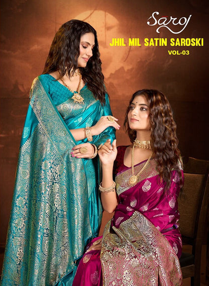 Jhil Mil Satin Saroski Vol 3 Saroj Silk Sarees Manufacturer Ahmedabad