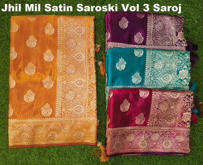 Jhil Mil Satin Saroski Vol 3 Saroj Silk Sarees Manufacturer Ahmedabad