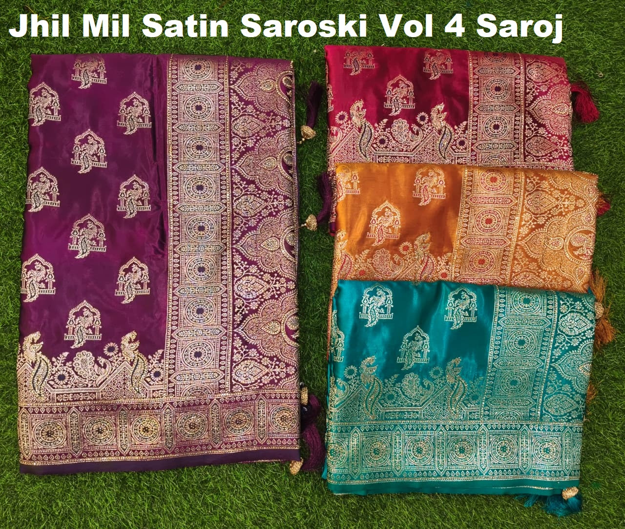 Jhil Mil Satin Saroski Vol 4 Saroj Silk Sarees Supplier Ahmedabad