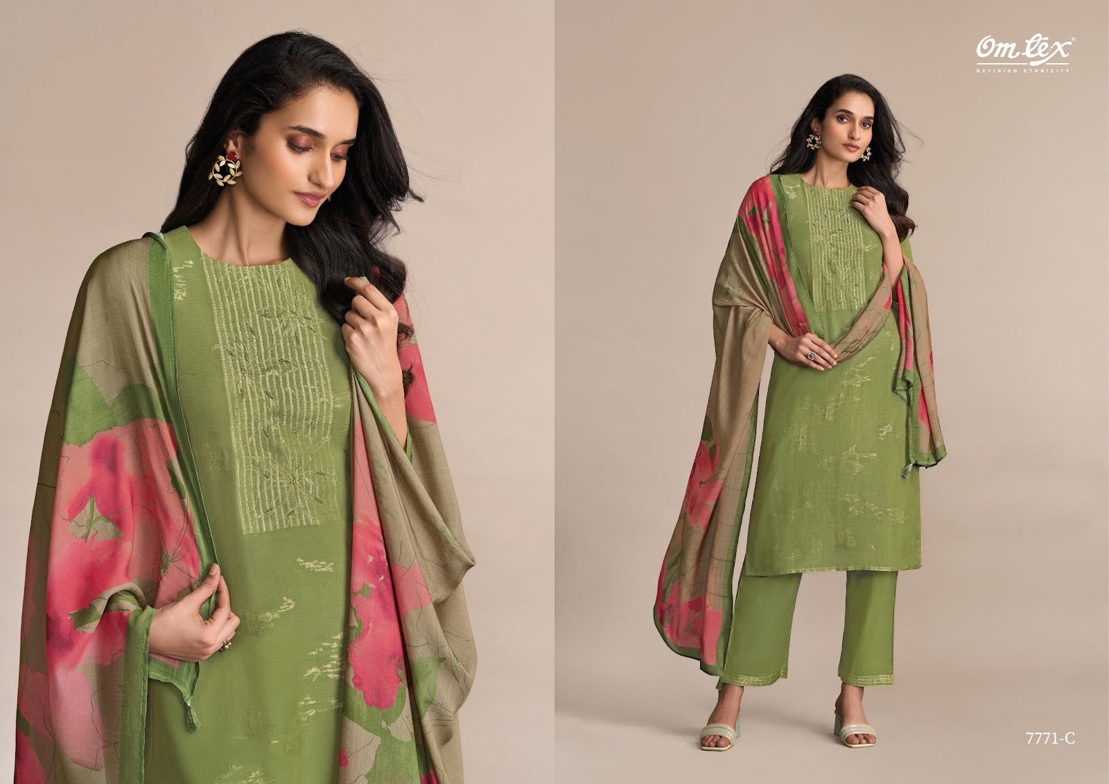 Jhilmil Omtex Linen Pant Style Suits Wholesaler Gujarat