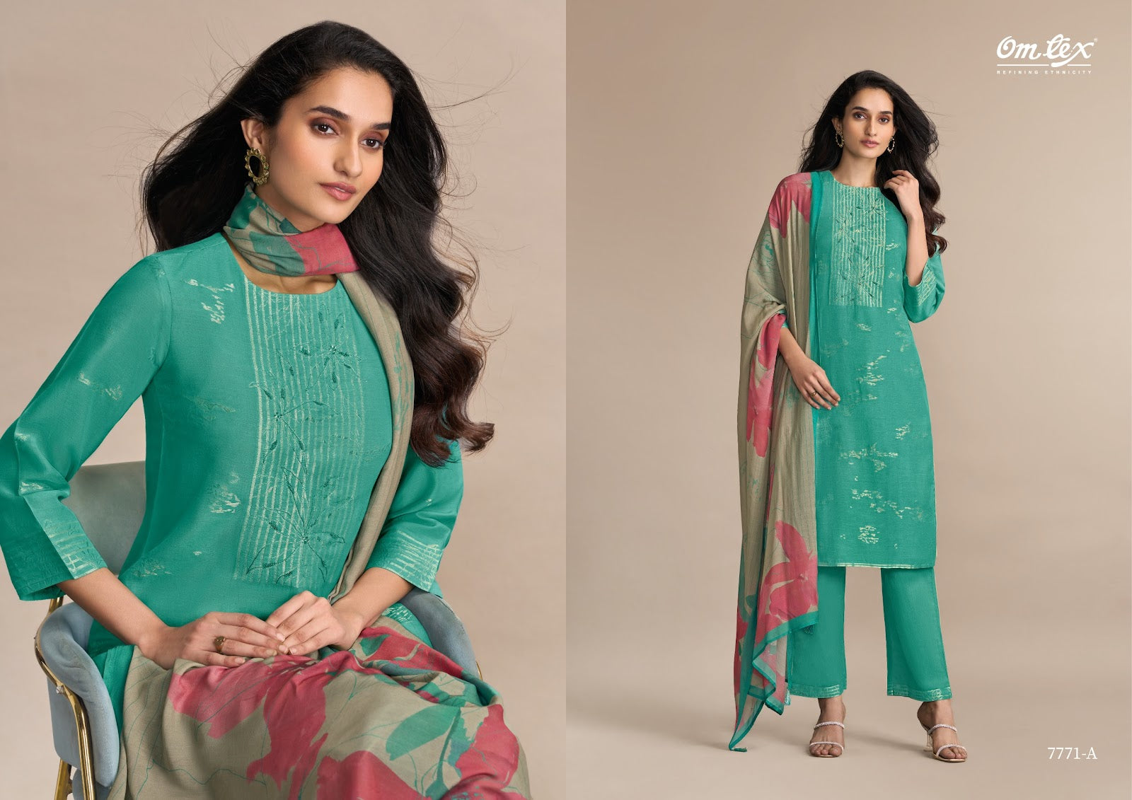 Jhilmil Omtex Linen Pant Style Suits Wholesaler Gujarat
