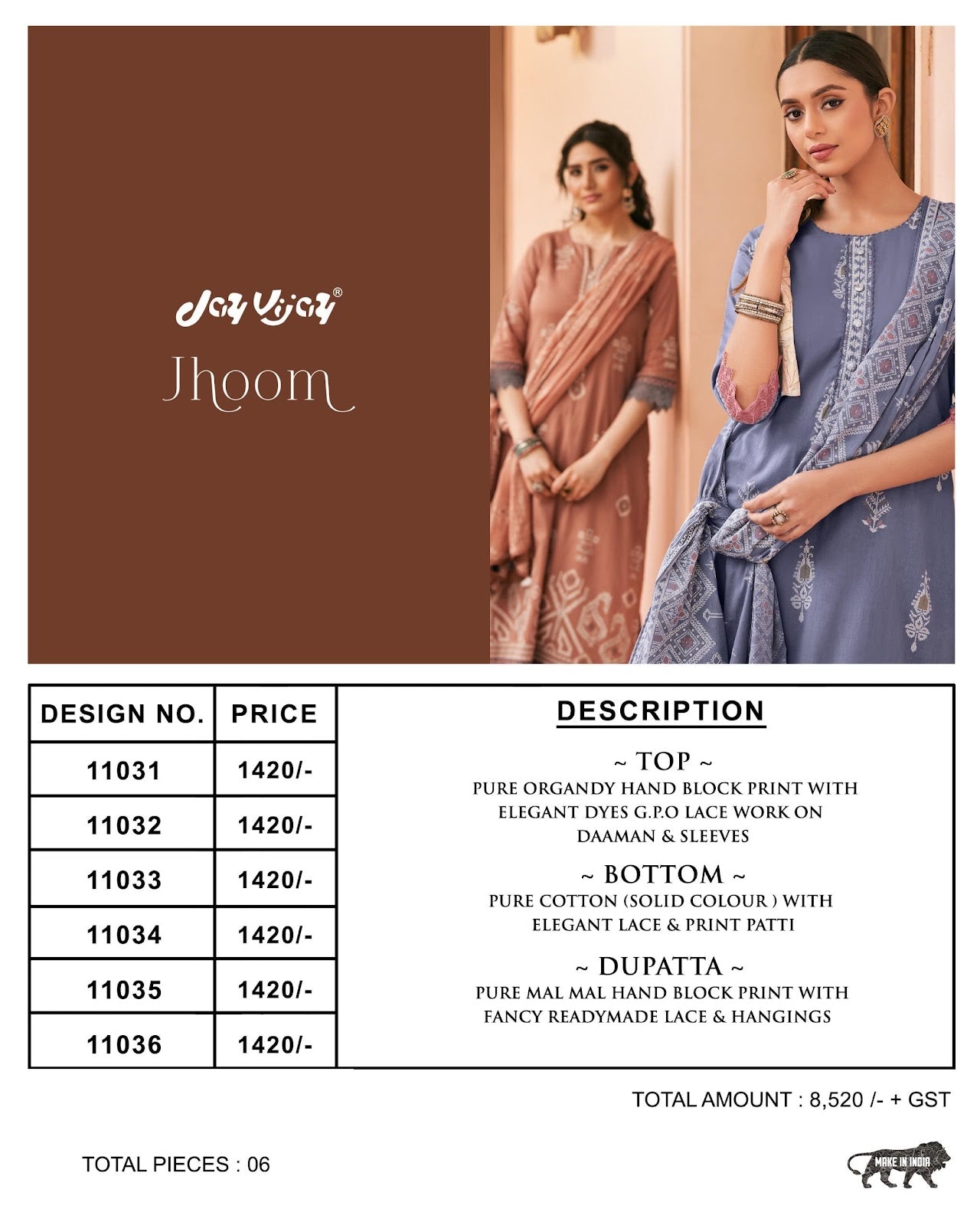 Jhoom Jay Vijay Organdy Pant Style Suits Wholesaler