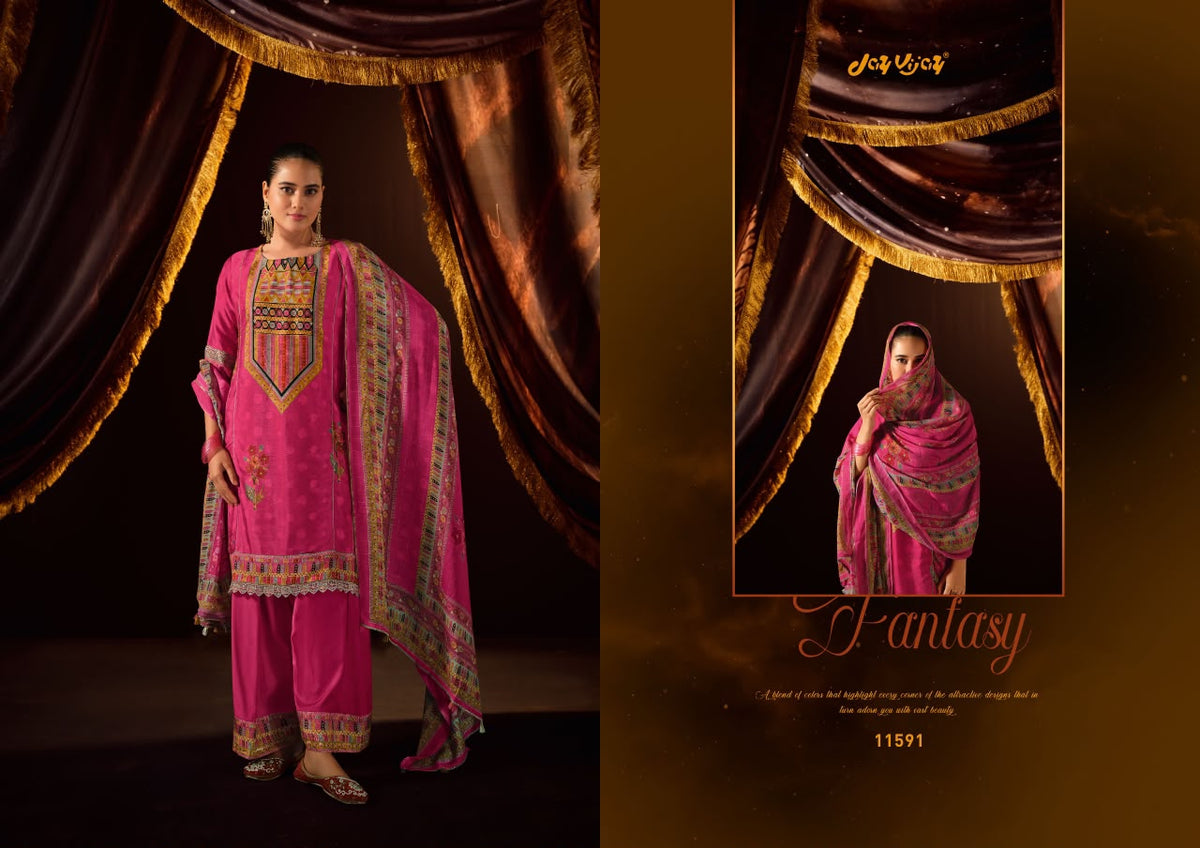 Jhoomro Jay Vijay Bemberg Muslin Plazzo Style Suits Exporter
