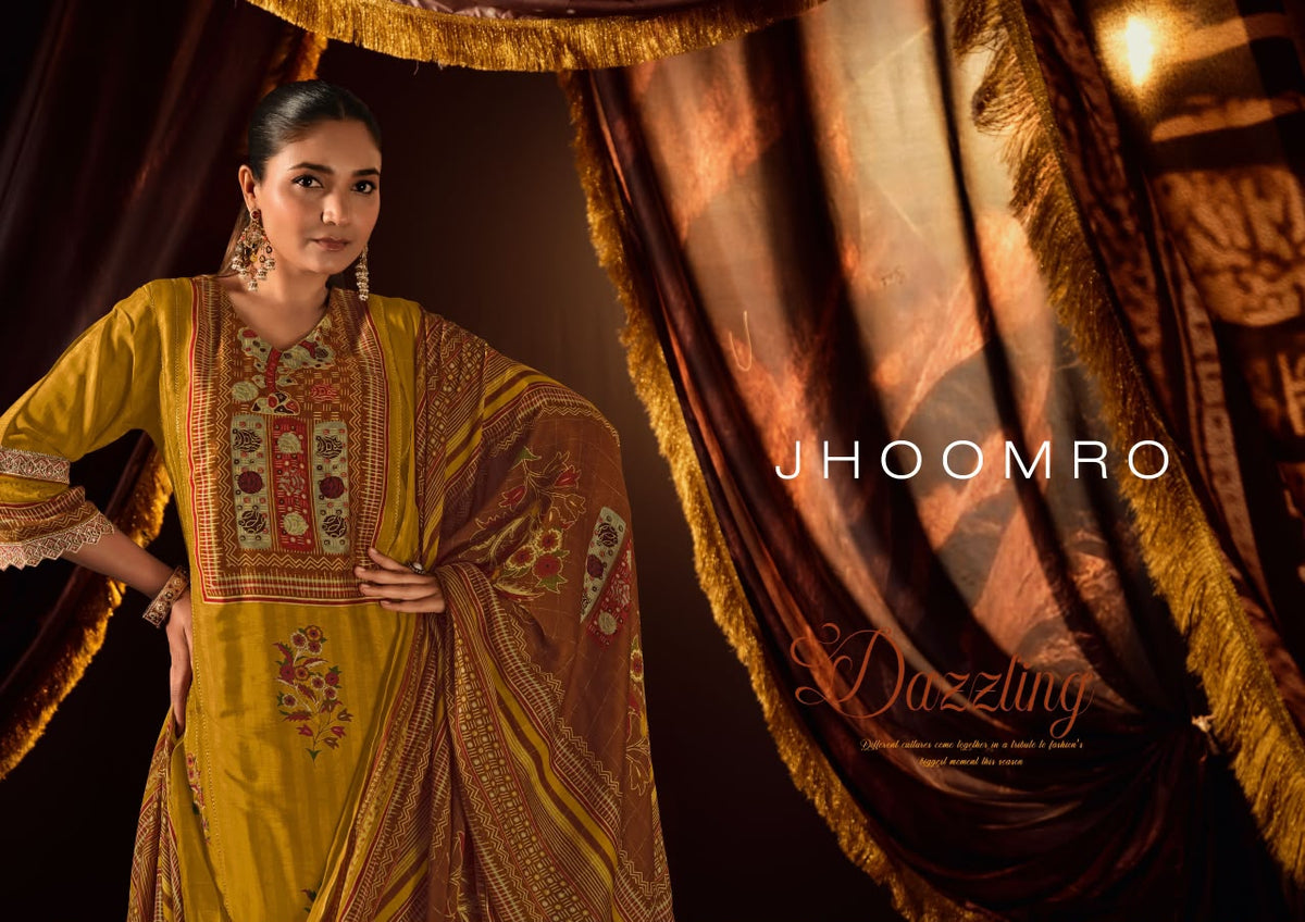 Jhoomro Jay Vijay Bemberg Muslin Plazzo Style Suits Exporter