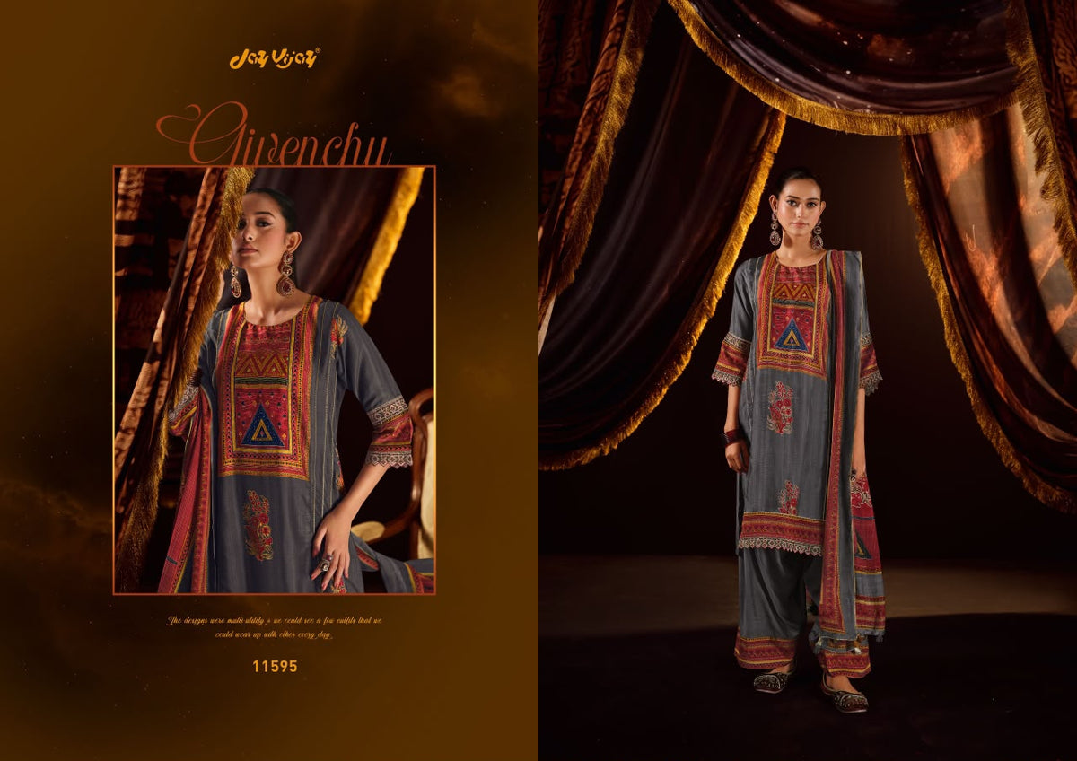 Jhoomro Jay Vijay Bemberg Muslin Plazzo Style Suits Exporter