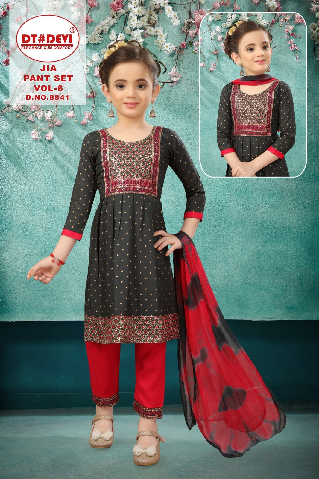 Jia Vol 6 Dn 8841 Dt Devi Rayon Girls Readymade Pant Suits Manufacturer India