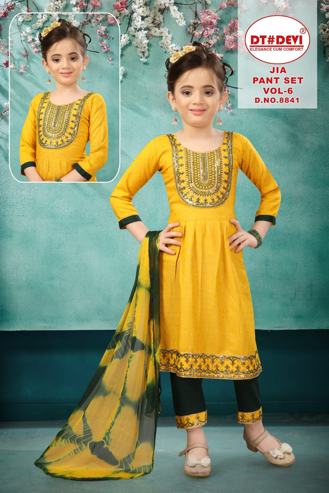 Jia Vol 6 Dn 8841 Dt Devi Rayon Girls Readymade Pant Suits Manufacturer India
