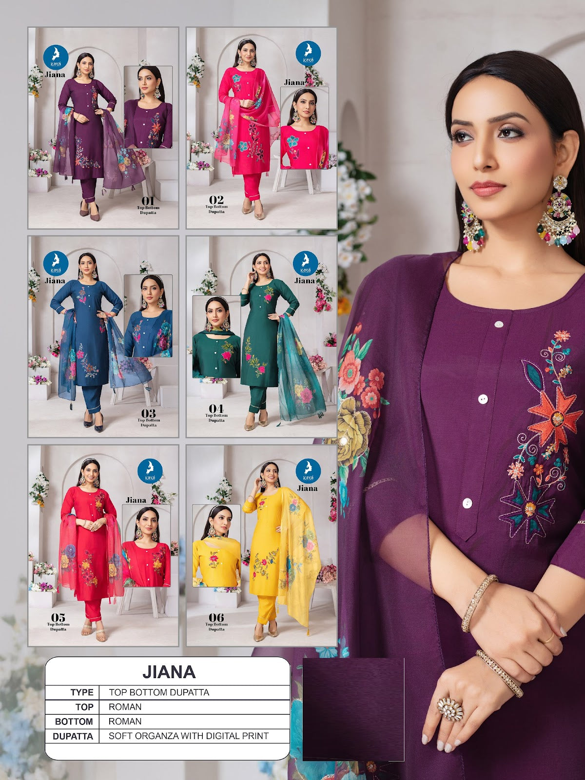 Jiana Kaya Roman Readymade Pant Style Suits Manufacturer Gujarat