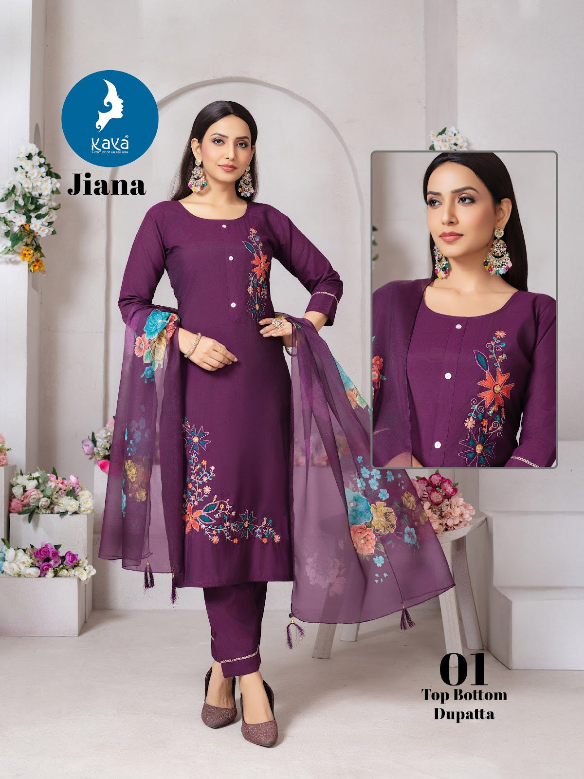 Jiana Kaya Roman Readymade Pant Style Suits Manufacturer Gujarat