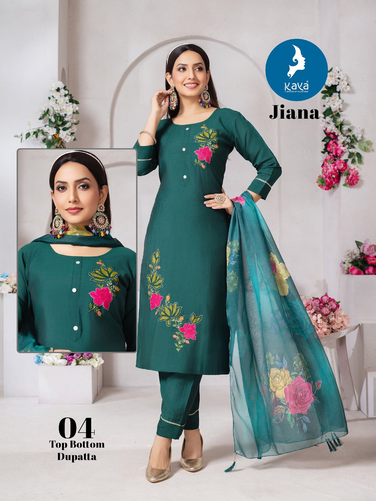 Jiana Kaya Roman Readymade Pant Style Suits Manufacturer Gujarat