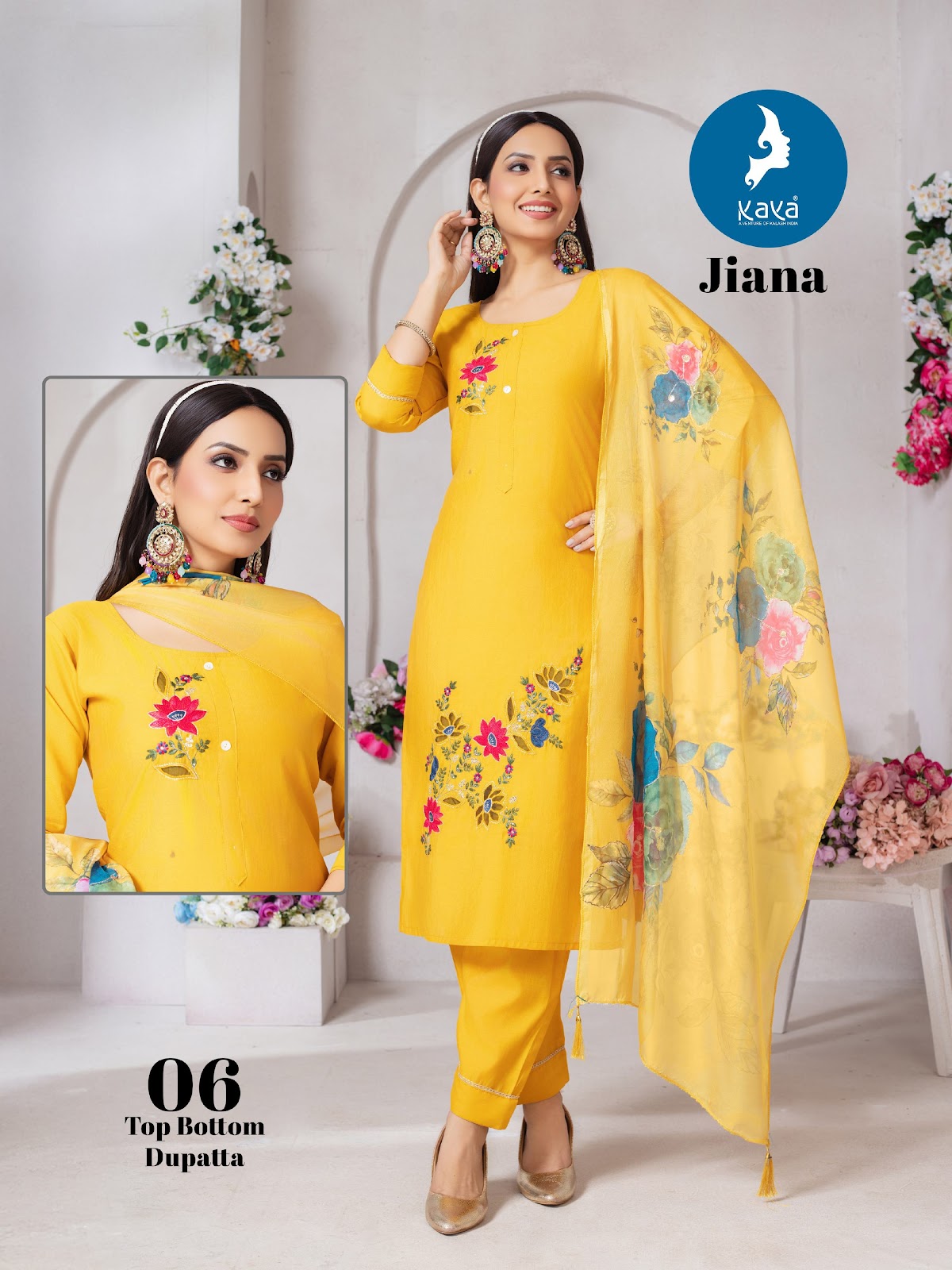 Jiana Kaya Roman Readymade Pant Style Suits Manufacturer Gujarat