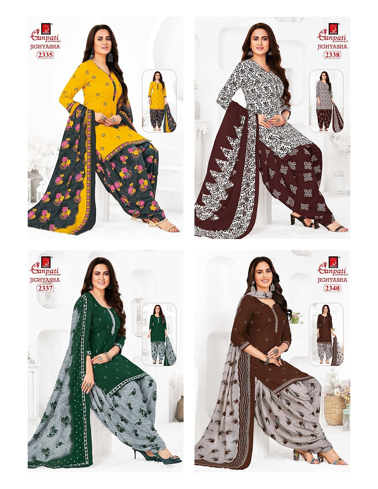 Jighyasha Vol 23 Ganpati Cotton Patiyala Style Suits Wholesale Price