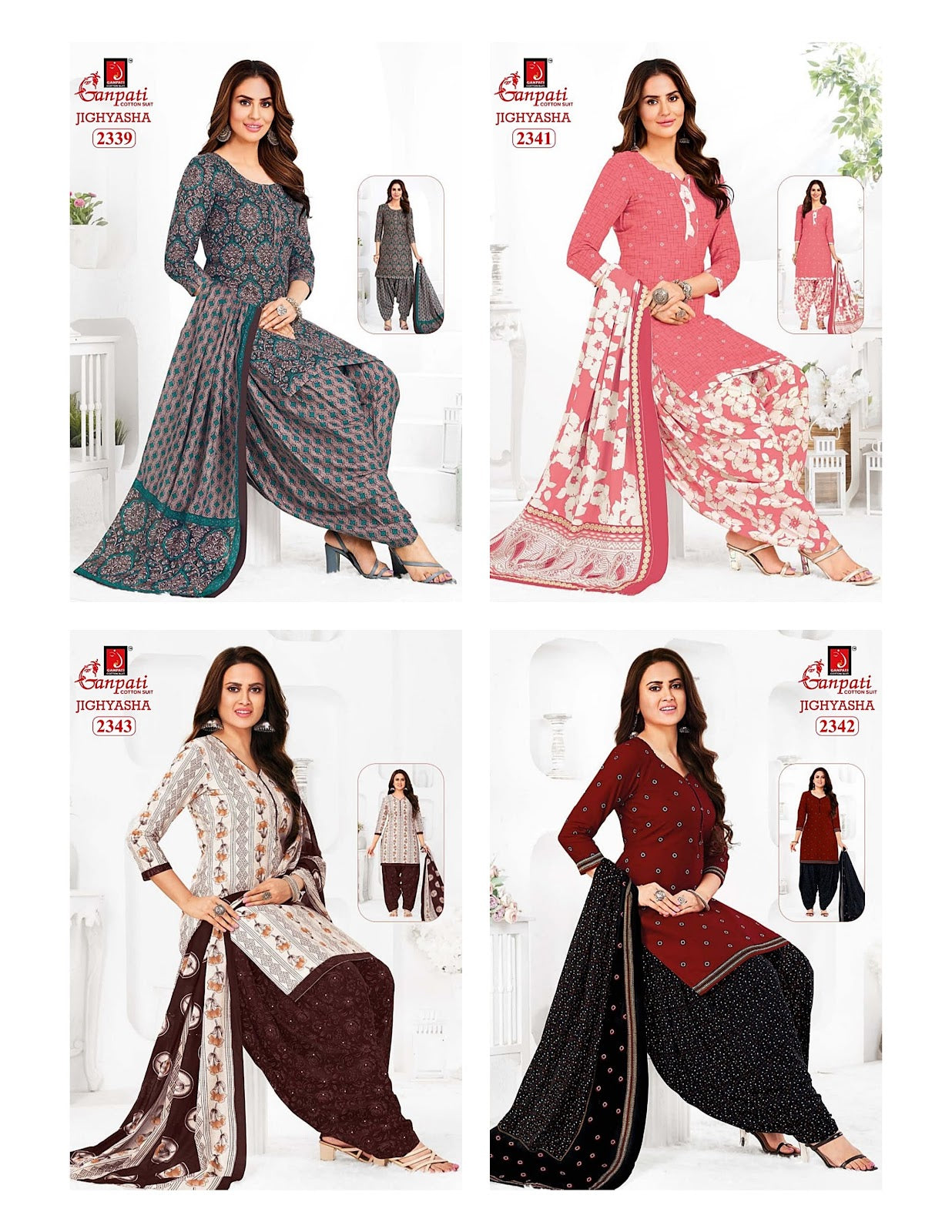 Jighyasha Vol 23 Ganpati Cotton Patiyala Style Suits Wholesale Price