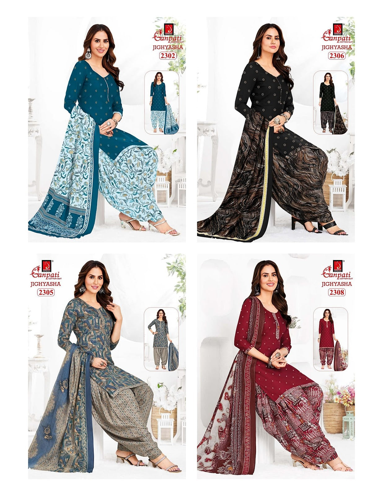 Jighyasha Vol 23 Ganpati Cotton Patiyala Style Suits Wholesale Price