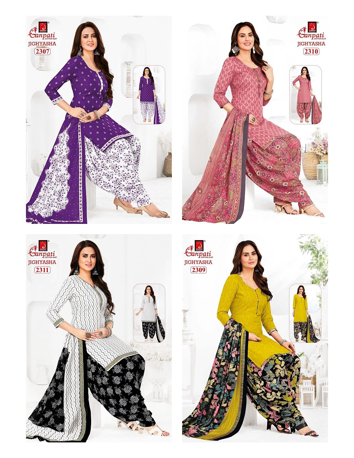 Jighyasha Vol 23 Ganpati Cotton Patiyala Style Suits Wholesale Price