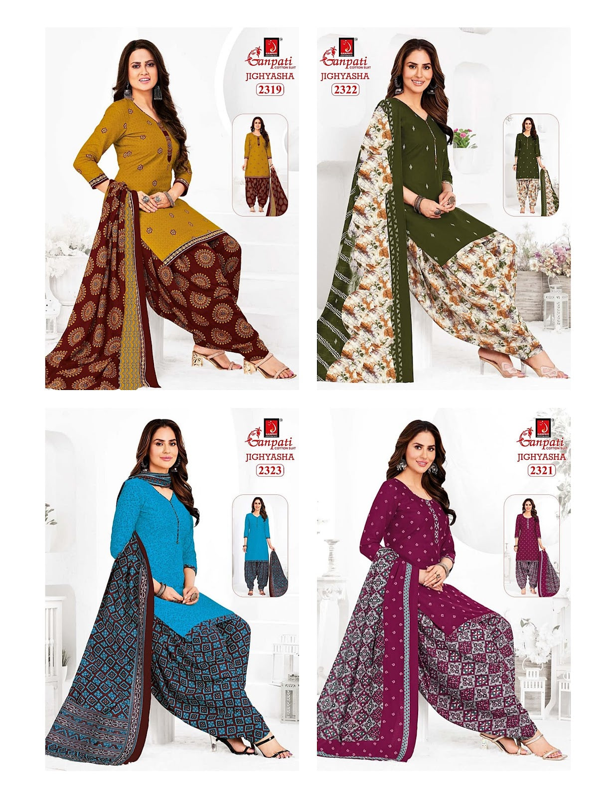 Jighyasha Vol 23 Ganpati Cotton Patiyala Style Suits Wholesale Price