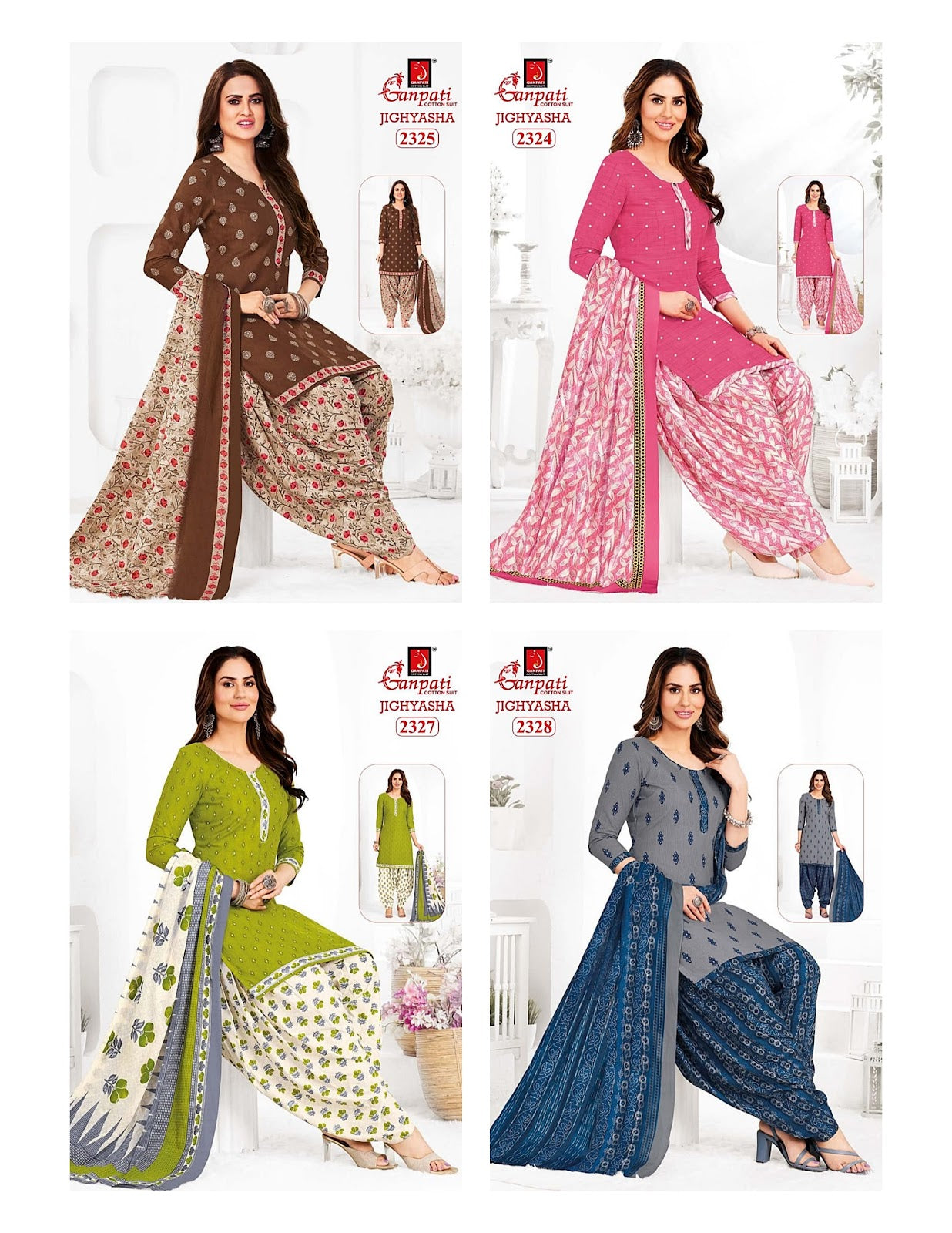 Jighyasha Vol 23 Ganpati Cotton Patiyala Style Suits Wholesale Price