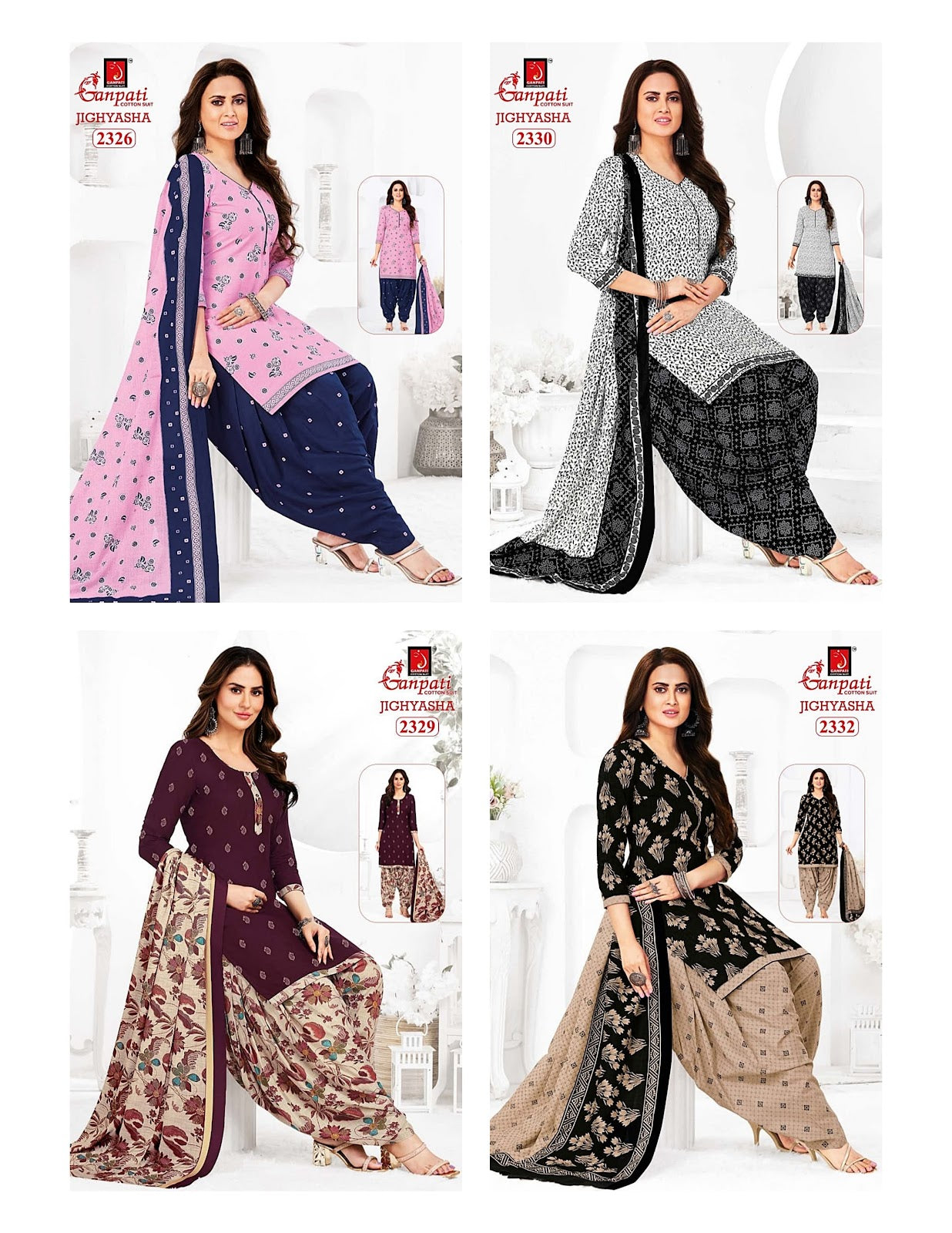 Jighyasha Vol 23 Ganpati Cotton Patiyala Style Suits Wholesale Price