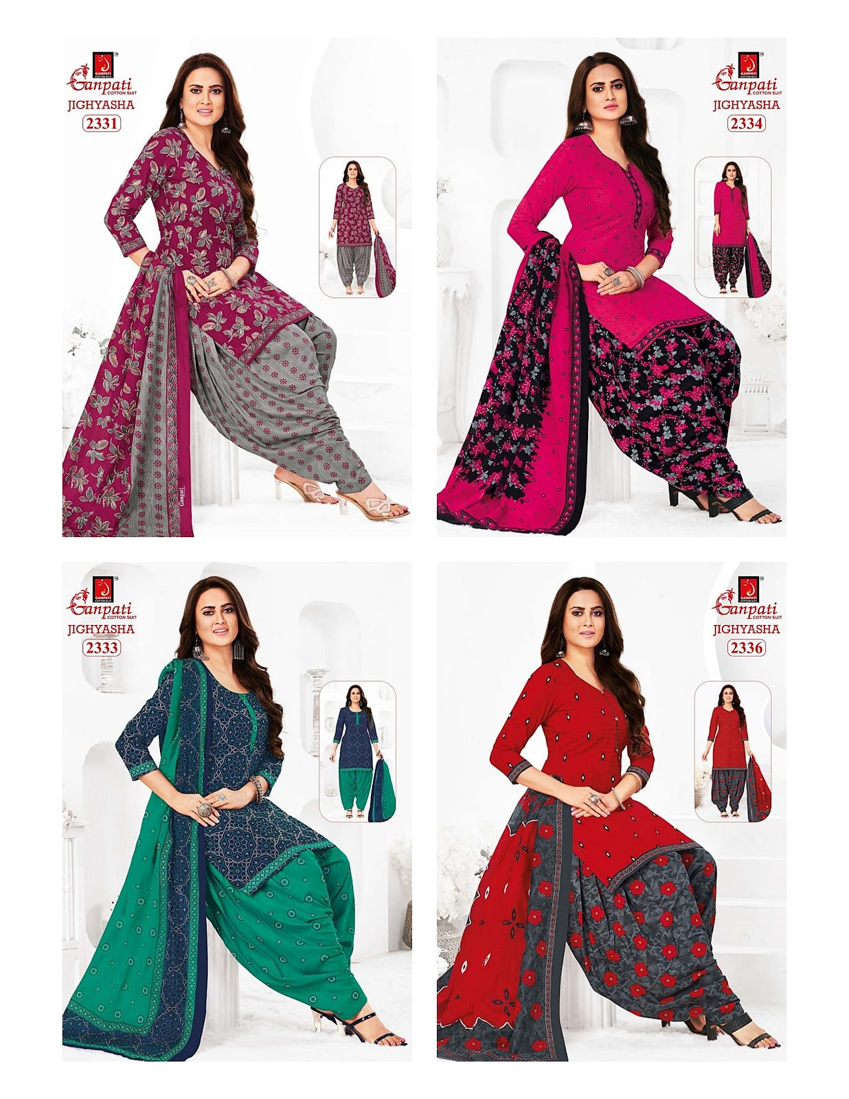 Jighyasha Vol 23 Ganpati Cotton Patiyala Style Suits Wholesale Price