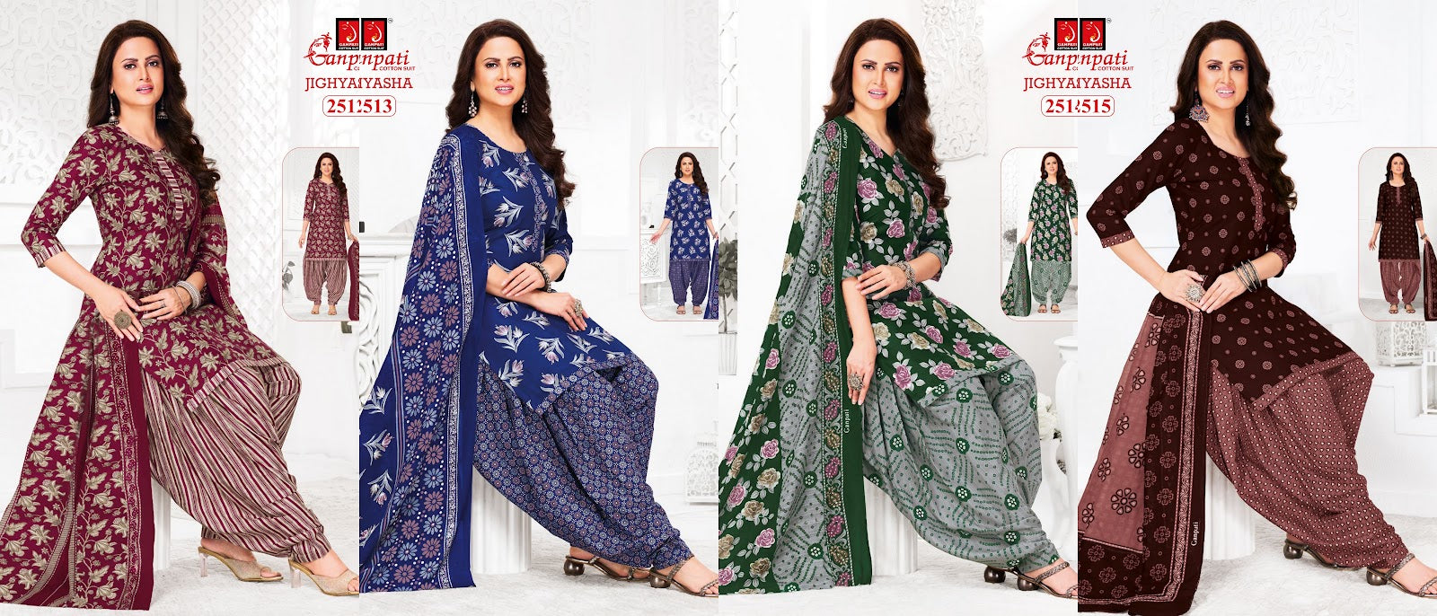Jighyasha Vol 25 Ganpati Cotton Dress Material Exporter Gujarat