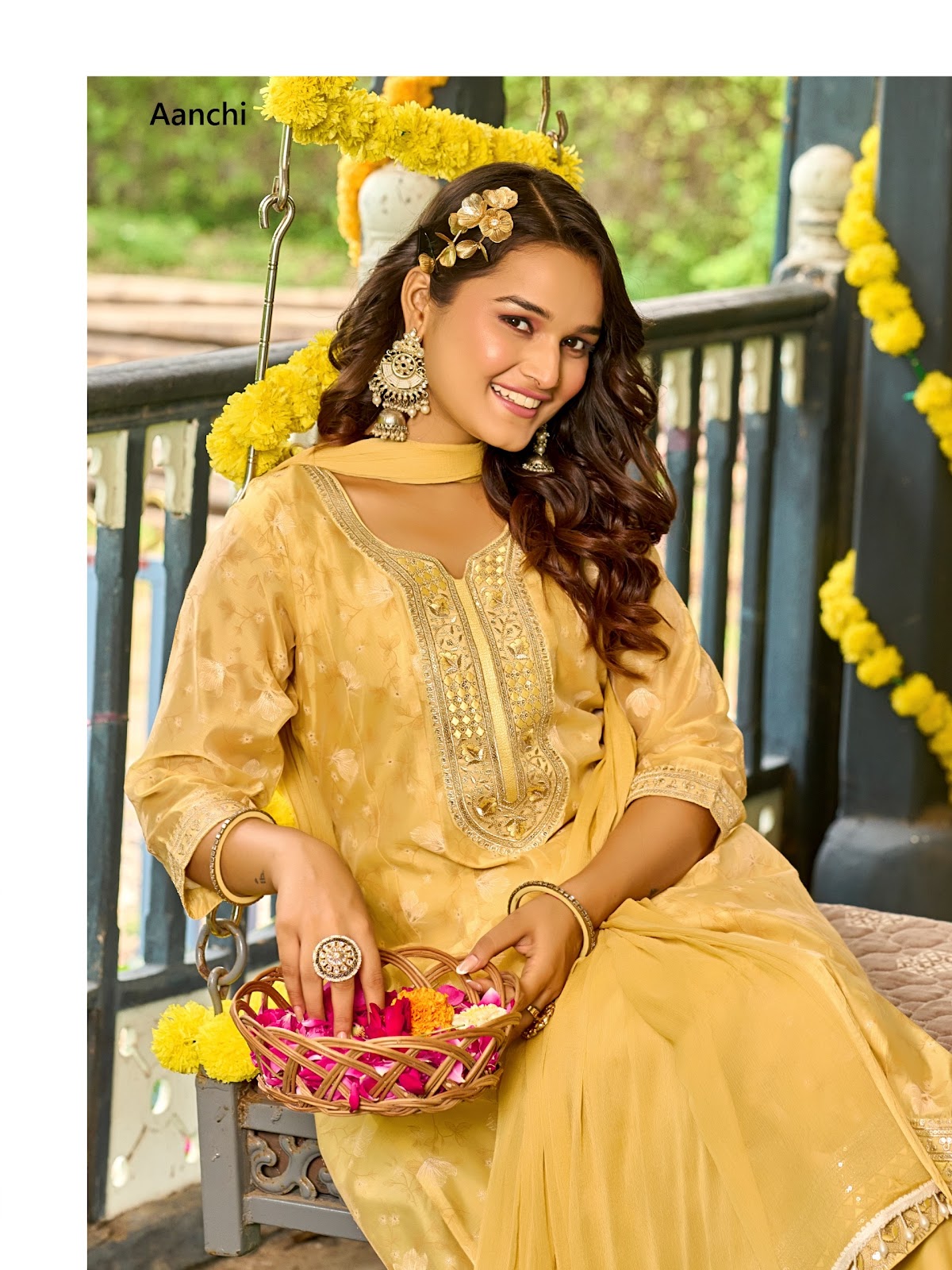 Jigisha Aanchi Modal Silk Readymade Anarkali Suits Wholesaler Ahmedabad