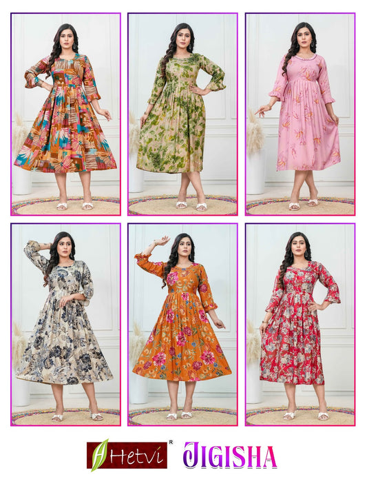 Jigisha Hetvi Muslin Anarkali Kurtis Manufacturer Ahmedabad