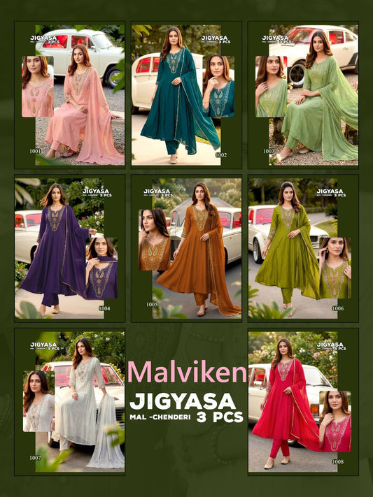Jigyasa Malviken Chanderi Readymade Anarkali Suits Manufacturer Ahmedabad