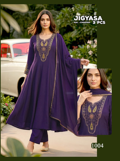 Jigyasa Malviken Chanderi Readymade Anarkali Suits Manufacturer Ahmedabad