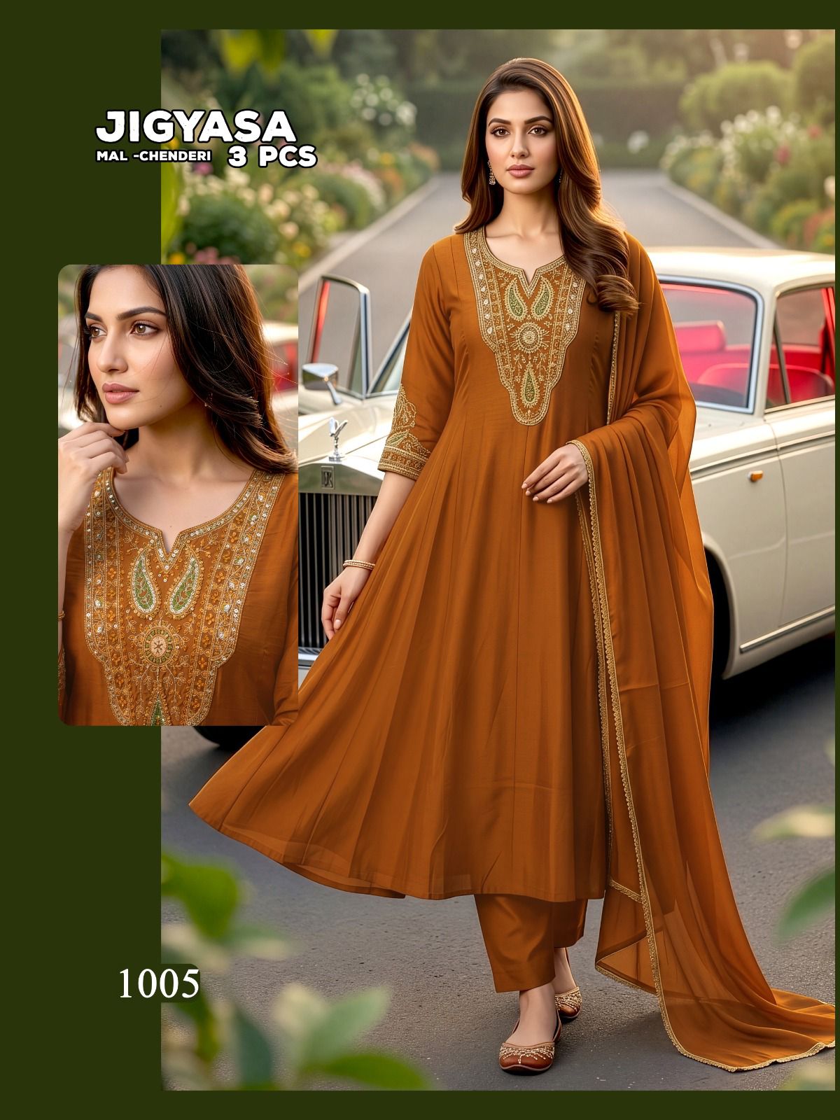 Jigyasa Malviken Chanderi Readymade Anarkali Suits Manufacturer Ahmedabad