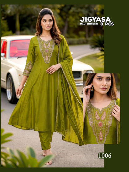 Jigyasa Malviken Chanderi Readymade Anarkali Suits Manufacturer Ahmedabad