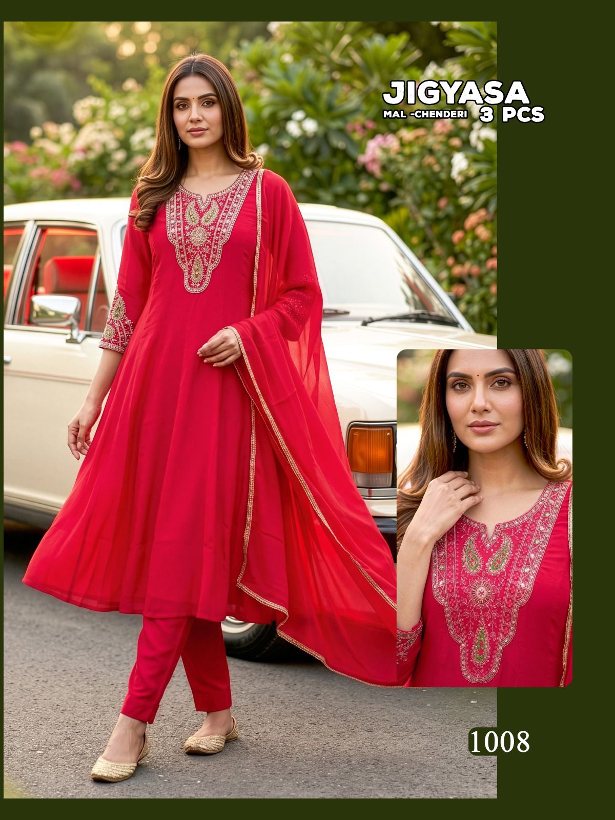 Jigyasa Malviken Chanderi Readymade Anarkali Suits Manufacturer Ahmedabad