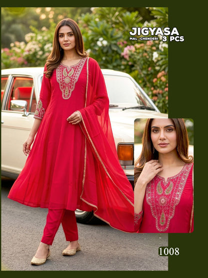 Jigyasa Malviken Chanderi Readymade Anarkali Suits Manufacturer Ahmedabad