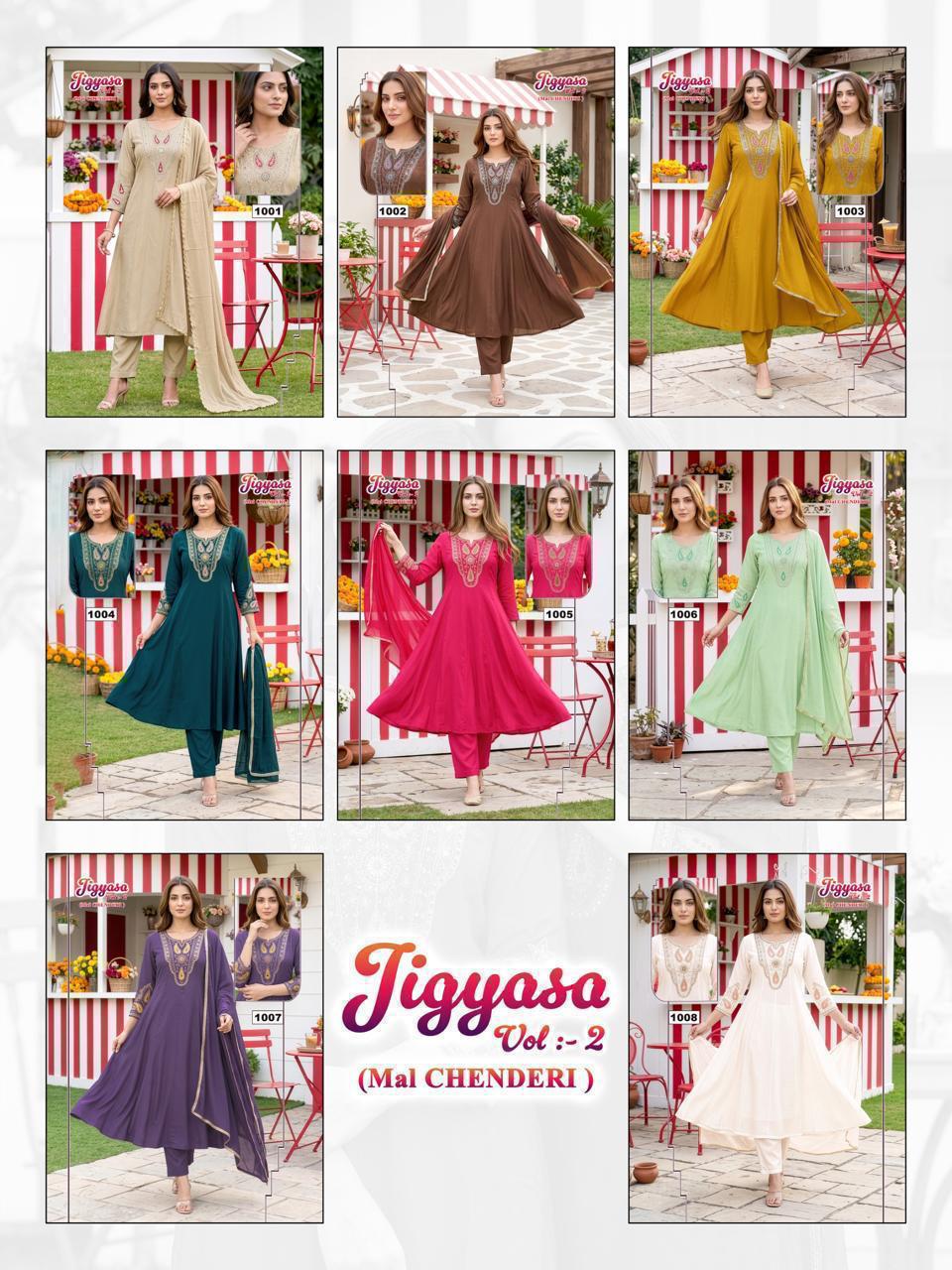 Jigyasa Vol 2 Malviken Chanderi Readymade Anarkali Suits Wholesale Rate
